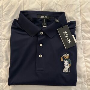 Polo Ralph Lauren RLX Golf Bear Performance Polo Shirt | Men’s XL - Navy Blue